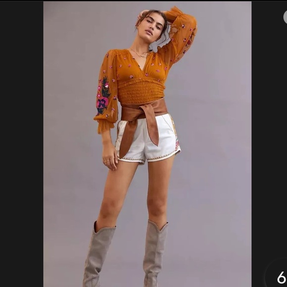 Anthropologie Smocked Tulle Blouse NWOT - Picture 3 of 7